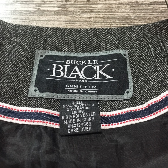 Buckle Black Slim Fit Waistcoat Vest Men’s M Gray Button Front Polyester Blend - Picture 5 of 6